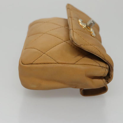 CHANEL Matelasse Waist bag Leather Beige CC bs20969