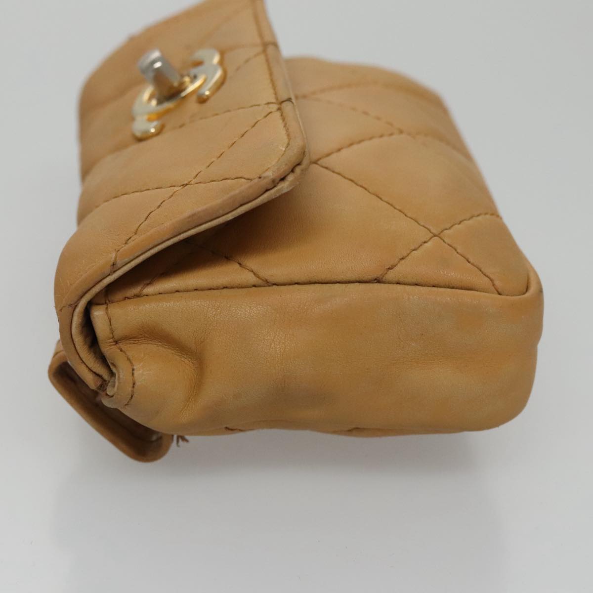 CHANEL Matelasse Waist bag Leather Beige CC bs20969