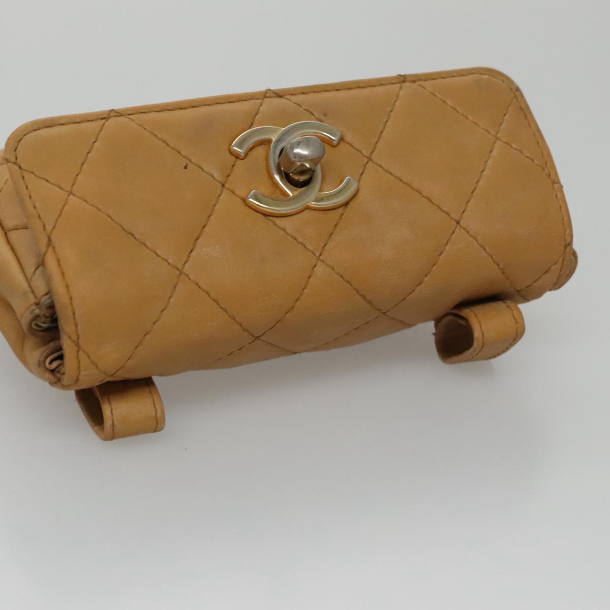 CHANEL Matelasse Waist bag Leather Beige CC bs20969