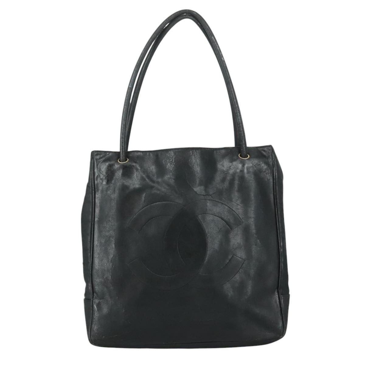 CHANEL COCO Mark Tote Bag Lamb Skin Black CC bs20973