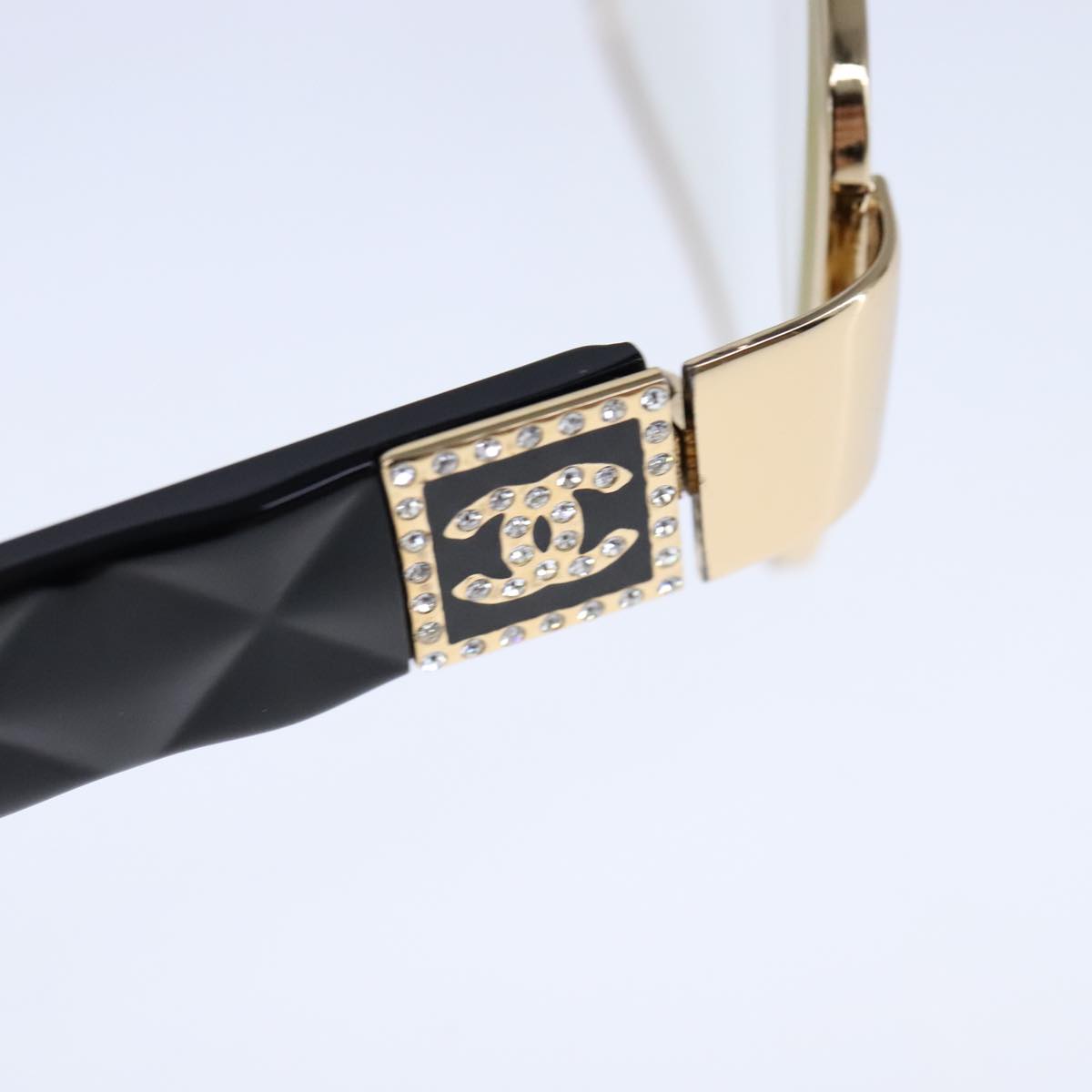 CHANEL Sunglasses Plastic Black Gold CC bs21028