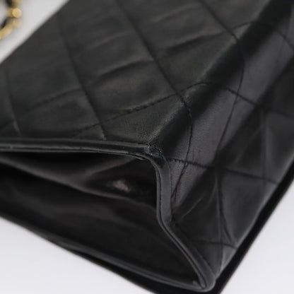 CHANEL Chain Matelasse Shoulder Bag Lamb Skin Gold Black CC bs21032