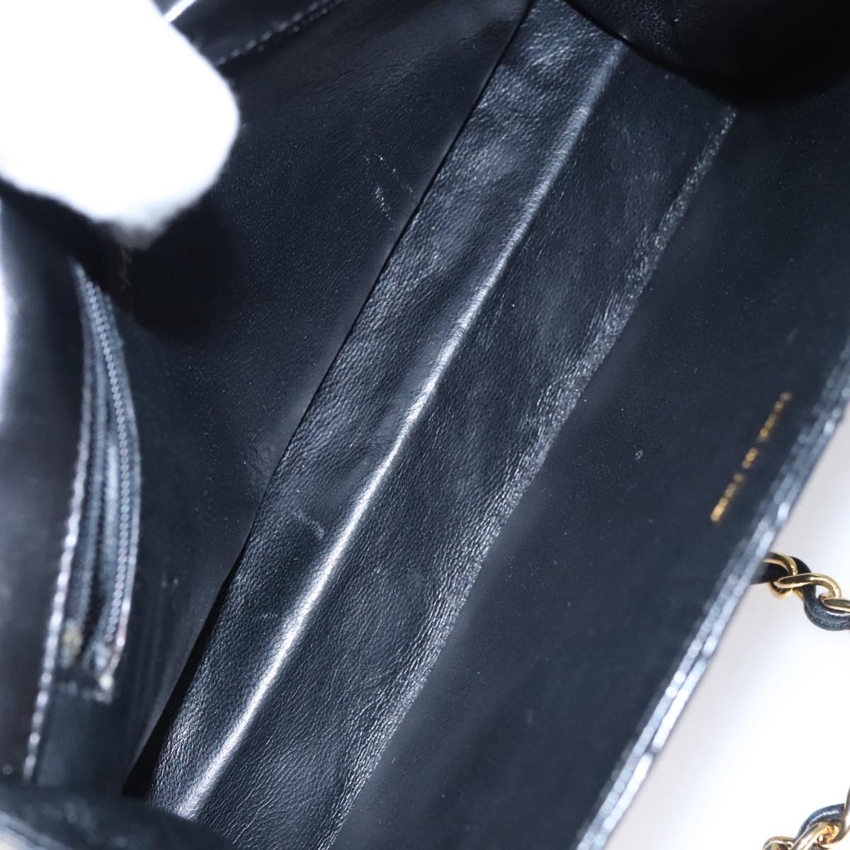 CHANEL Chain Matelasse Shoulder Bag Lamb Skin Gold Black CC bs21032