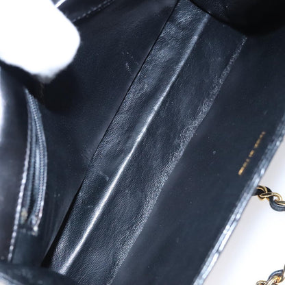 CHANEL Chain Matelasse Shoulder Bag Lamb Skin Gold Black CC bs21032