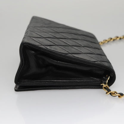 CHANEL Chain Matelasse Shoulder Bag Lamb Skin Gold Black CC bs21032