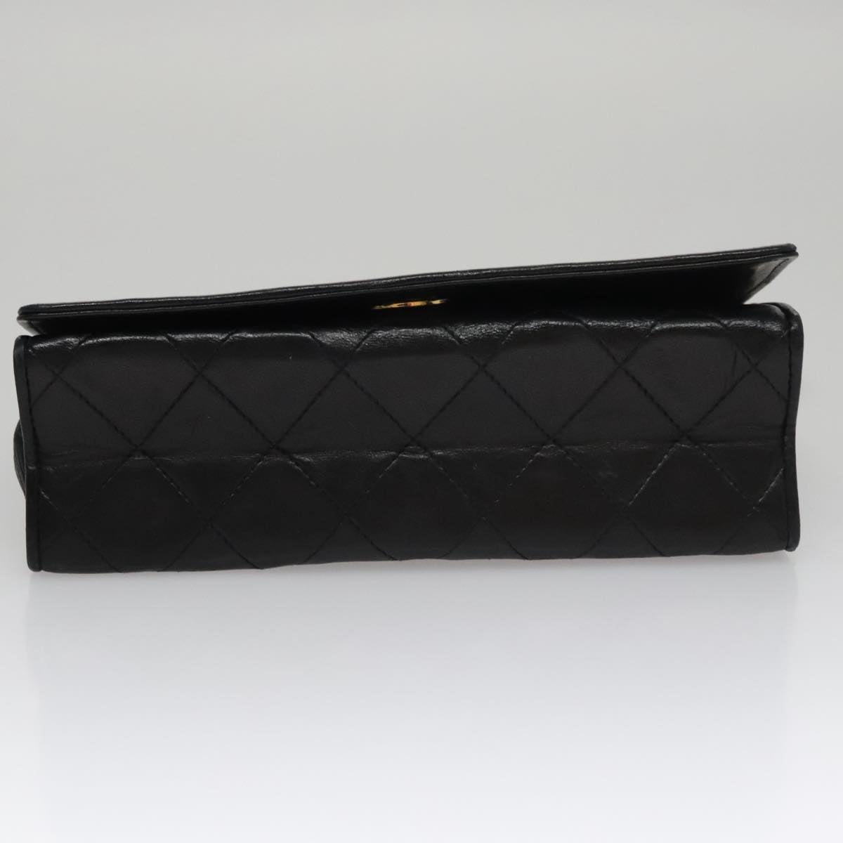 CHANEL Chain Matelasse Shoulder Bag Lamb Skin Gold Black CC bs21032