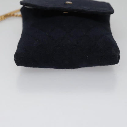 CHANEL Matelasse Chain Pouch Cotton Navy CC bs21038