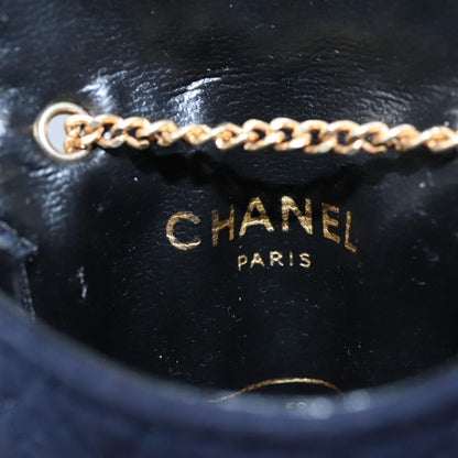 CHANEL Matelasse Chain Pouch Cotton Navy CC bs21038