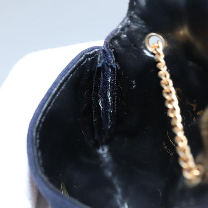 CHANEL Matelasse Chain Pouch Cotton Navy CC bs21038