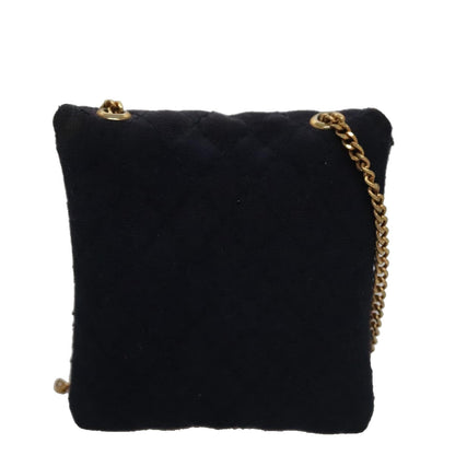 CHANEL Matelasse Chain Pouch Cotton Navy CC bs21038