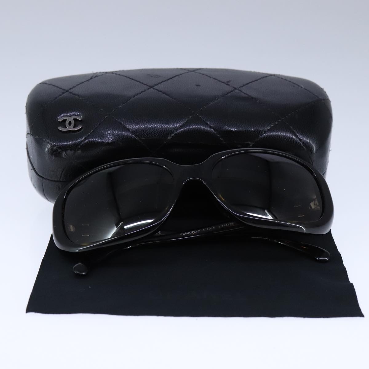 CHANEL Sunglasses plastic Black CC bs21110