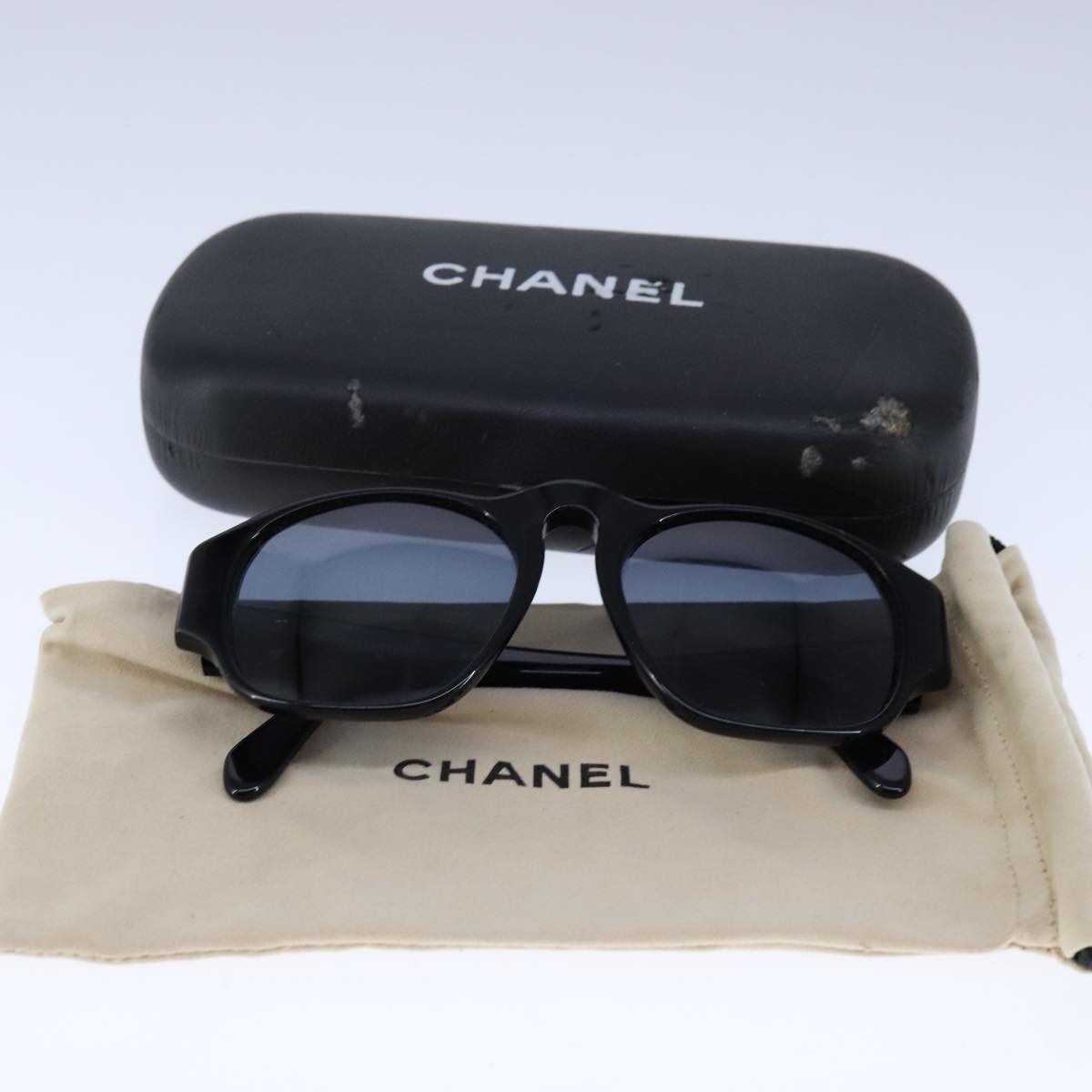 CHANEL Sunglasses plastic Black CC bs21117