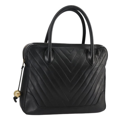 CHANEL V Stitch Hand Bag Leather Black CC bs21163