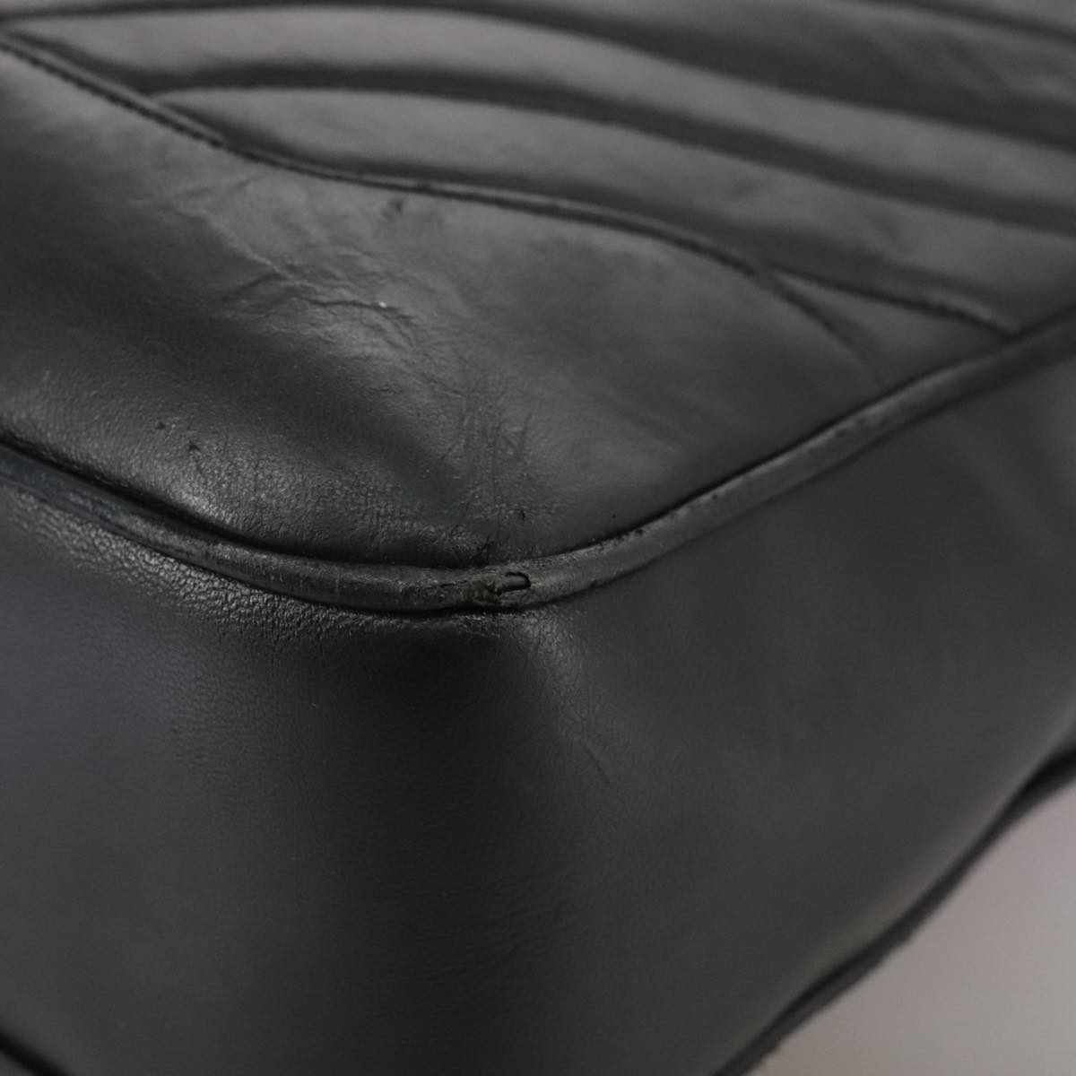 CHANEL V Stitch Hand Bag Leather Black CC bs21163