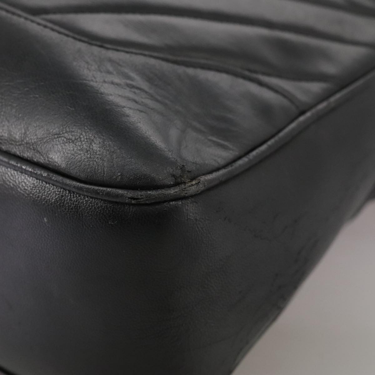 CHANEL V Stitch Hand Bag Leather Black CC bs21163