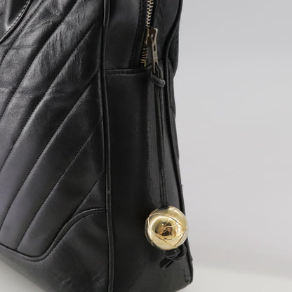 CHANEL V Stitch Hand Bag Leather Black CC bs21163