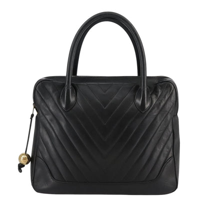 CHANEL V Stitch Hand Bag Leather Black CC bs21163