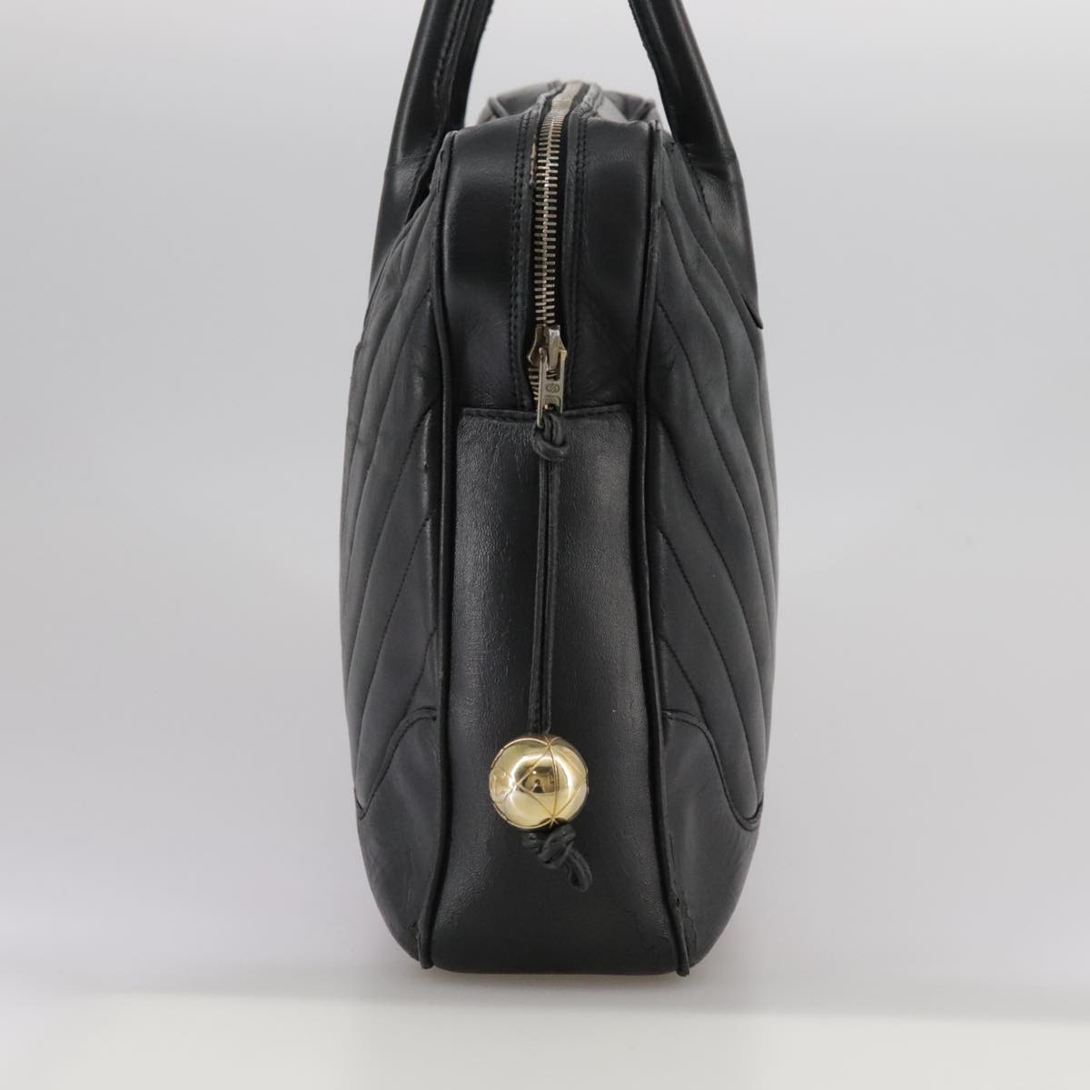 CHANEL V Stitch Hand Bag Leather Black CC bs21163