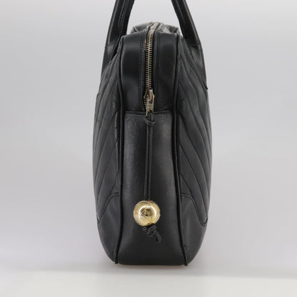 CHANEL V Stitch Hand Bag Leather Black CC bs21163