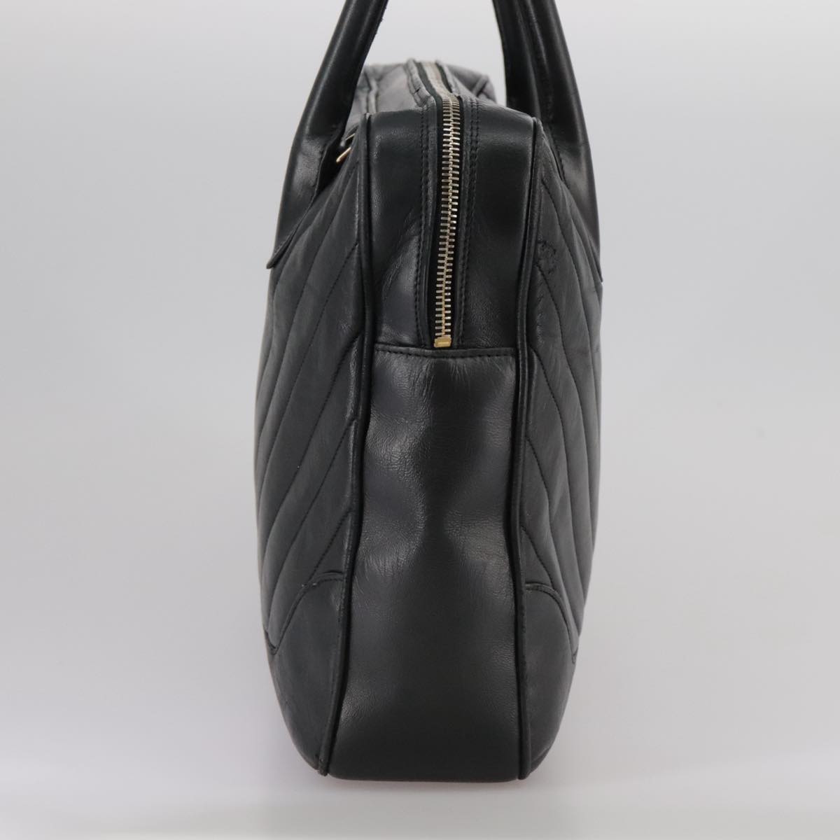 CHANEL V Stitch Hand Bag Leather Black CC bs21163