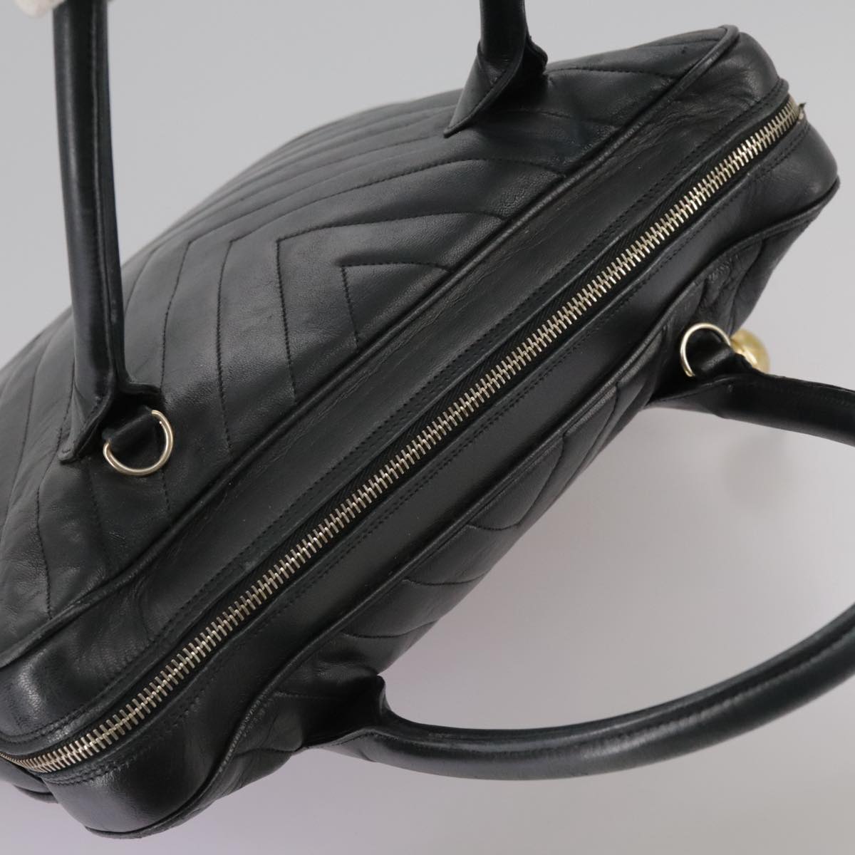 CHANEL V Stitch Hand Bag Leather Black CC bs21163