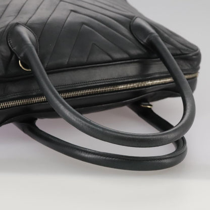 CHANEL V Stitch Hand Bag Leather Black CC bs21163