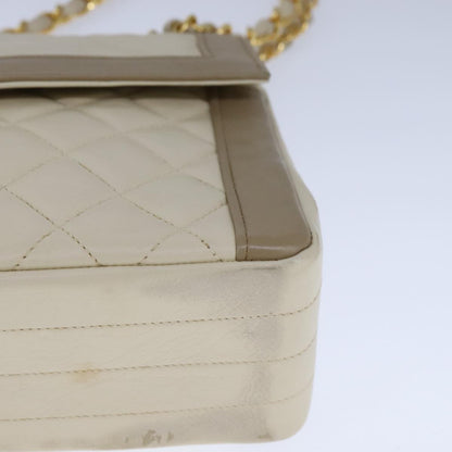 CHANEL Matelasse Chain Hand Bag Lamb Skin Beige Gold CC bs21211