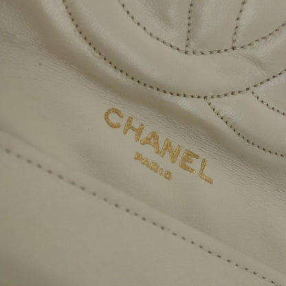 CHANEL Matelasse Chain Hand Bag Lamb Skin Beige Gold CC bs21211