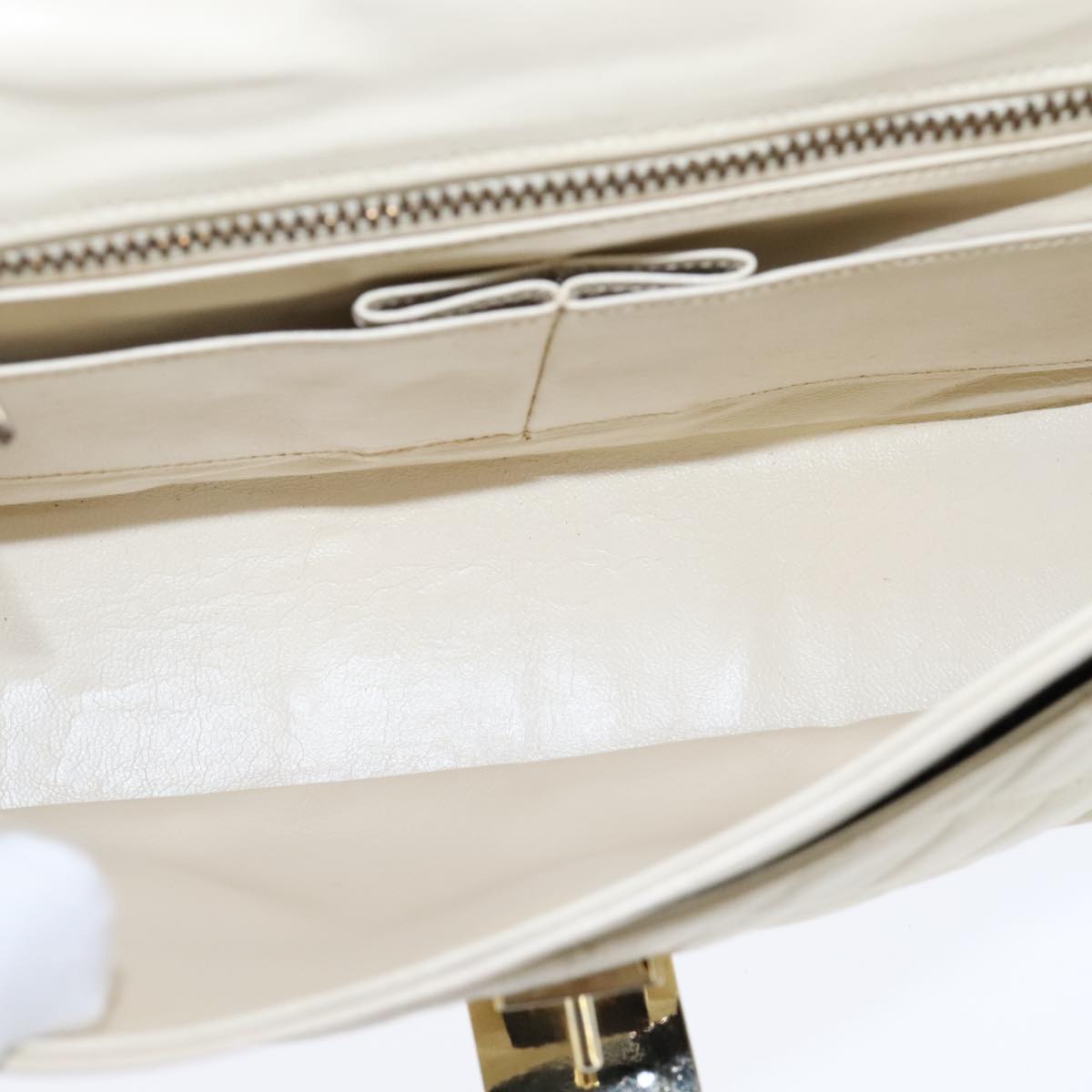 CHANEL Matelasse Chain Hand Bag Lamb Skin Beige Gold CC bs21211
