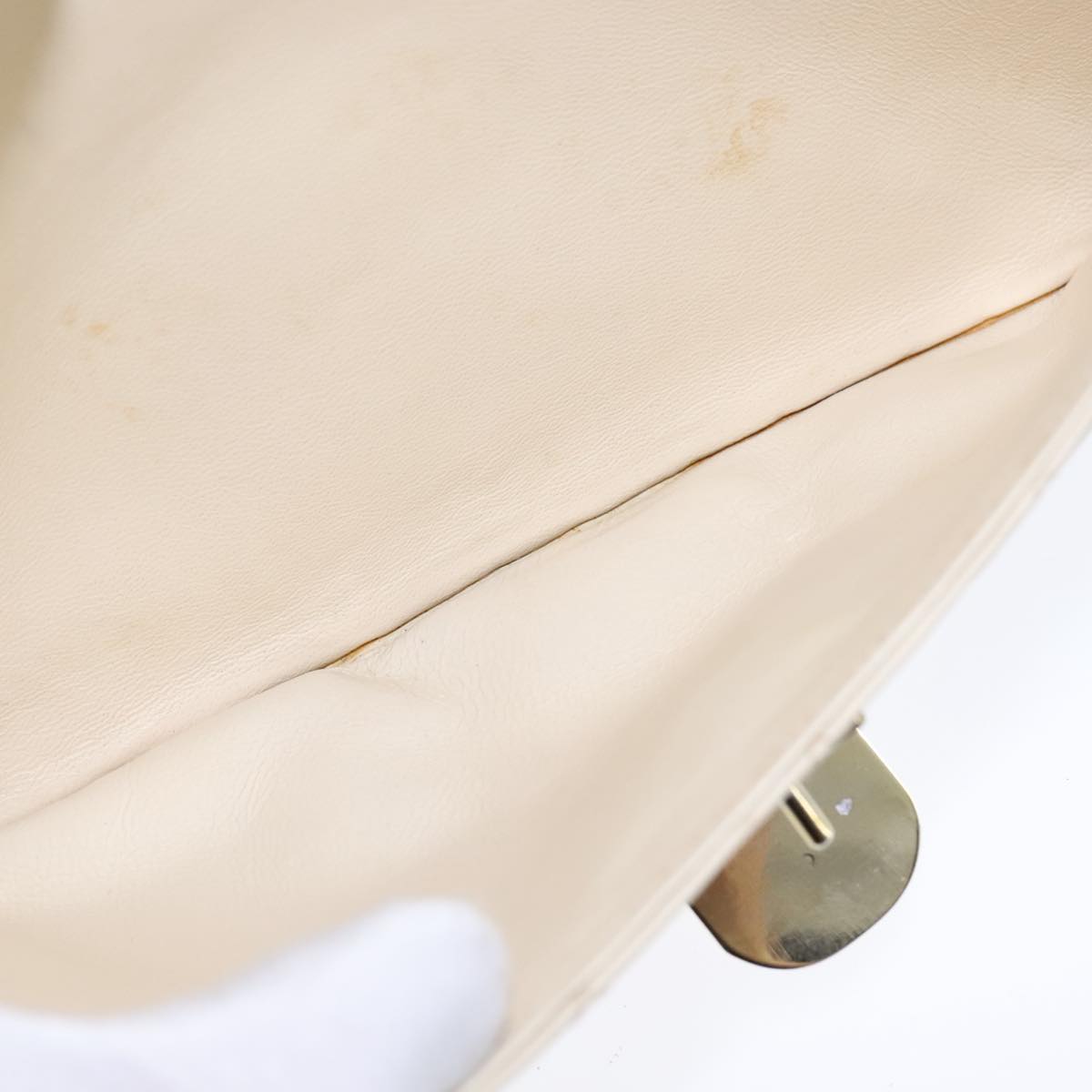 CHANEL Matelasse Chain Hand Bag Lamb Skin Beige Gold CC bs21211