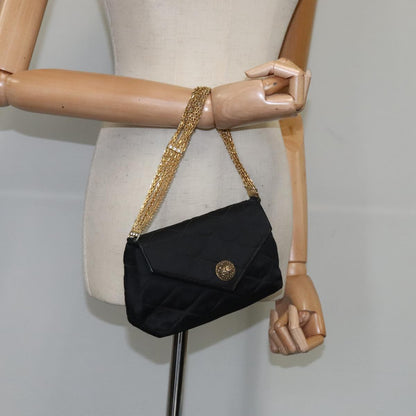 CHANEL Chain Matelasse Hand Bag Satin Black Gold CC bs21250