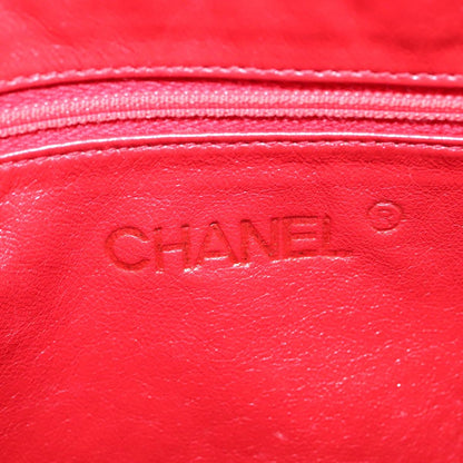 CHANEL Matelasse Shoulder Bag Lamb Skin Red Gold CC bs21314