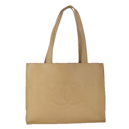 CHANEL Tote Bag Caviar Skin Beige Gold CC bs21315