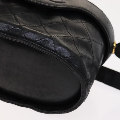 CHANEL Matelasse Shoulder Bag Lamb Skin Gold Black CC bs21318