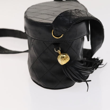 CHANEL Matelasse Shoulder Bag Lamb Skin Gold Black CC bs21318