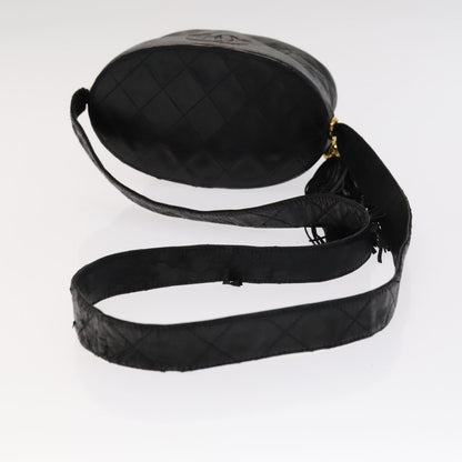 CHANEL Matelasse Shoulder Bag Lamb Skin Gold Black CC bs21318