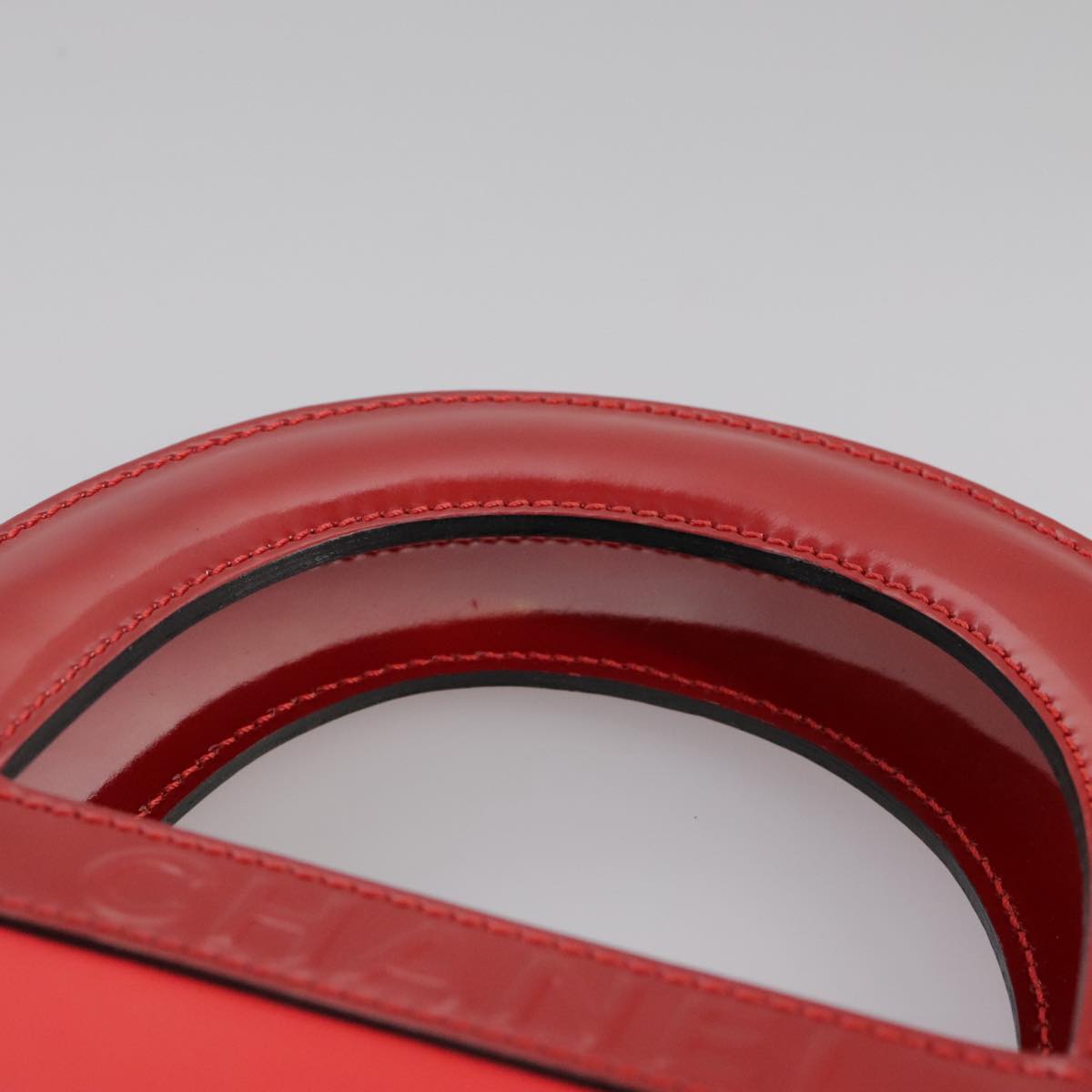 CHANEL Mademoiselle Choco Bar line Tote Bag Leather Red CC bs21462