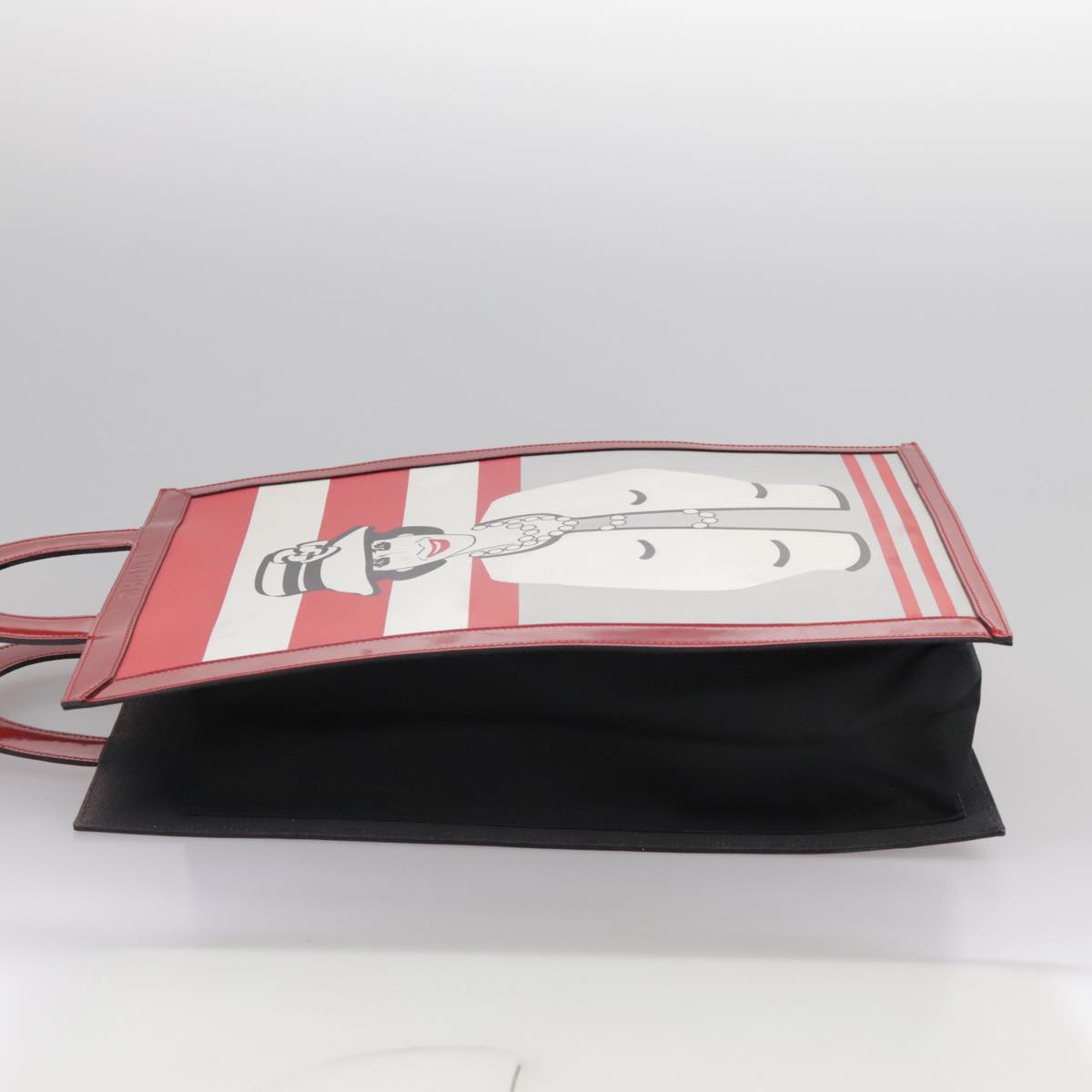 CHANEL Mademoiselle Choco Bar line Tote Bag Leather Red CC bs21462
