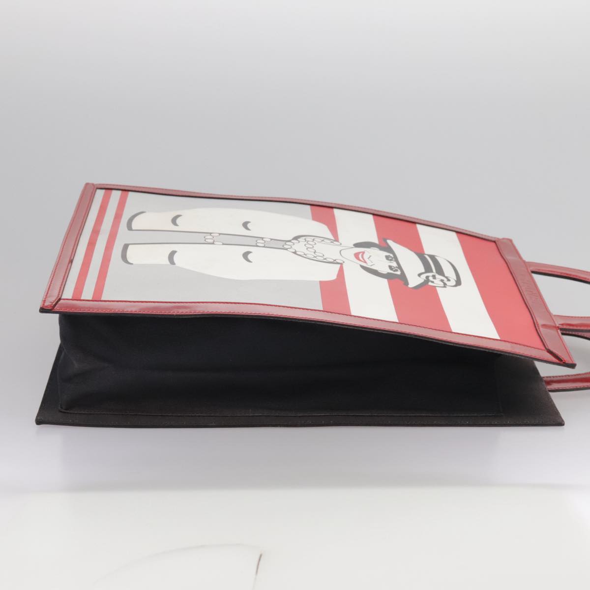 CHANEL Mademoiselle Choco Bar line Tote Bag Leather Red CC bs21462