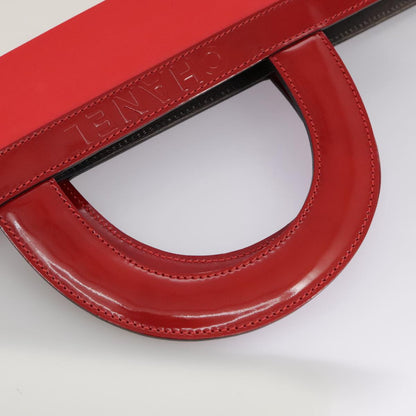 CHANEL Mademoiselle Choco Bar line Tote Bag Leather Red CC bs21462