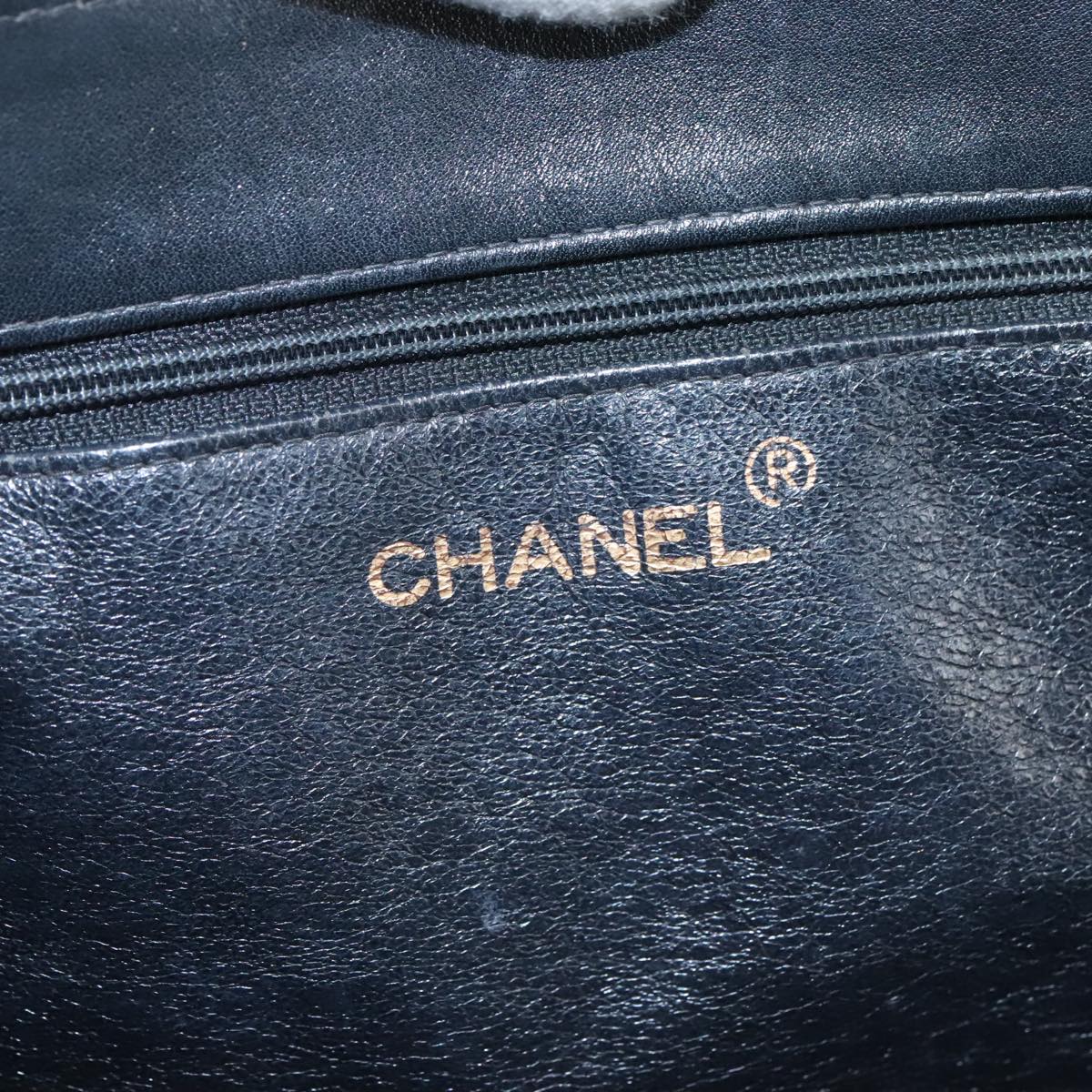 CHANEL Chain Tote Bag Leather Black Gold CC bs21542