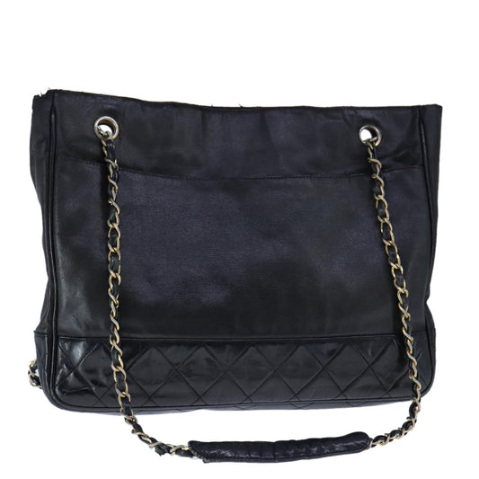 CHANEL Chain Tote Bag PVC Leather Black Gold CC bs21543