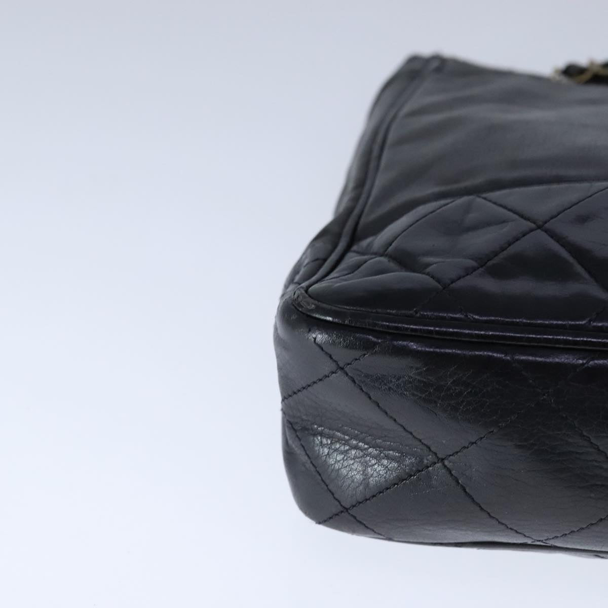 CHANEL Chain Tote Bag PVC Leather Black Gold CC bs21543