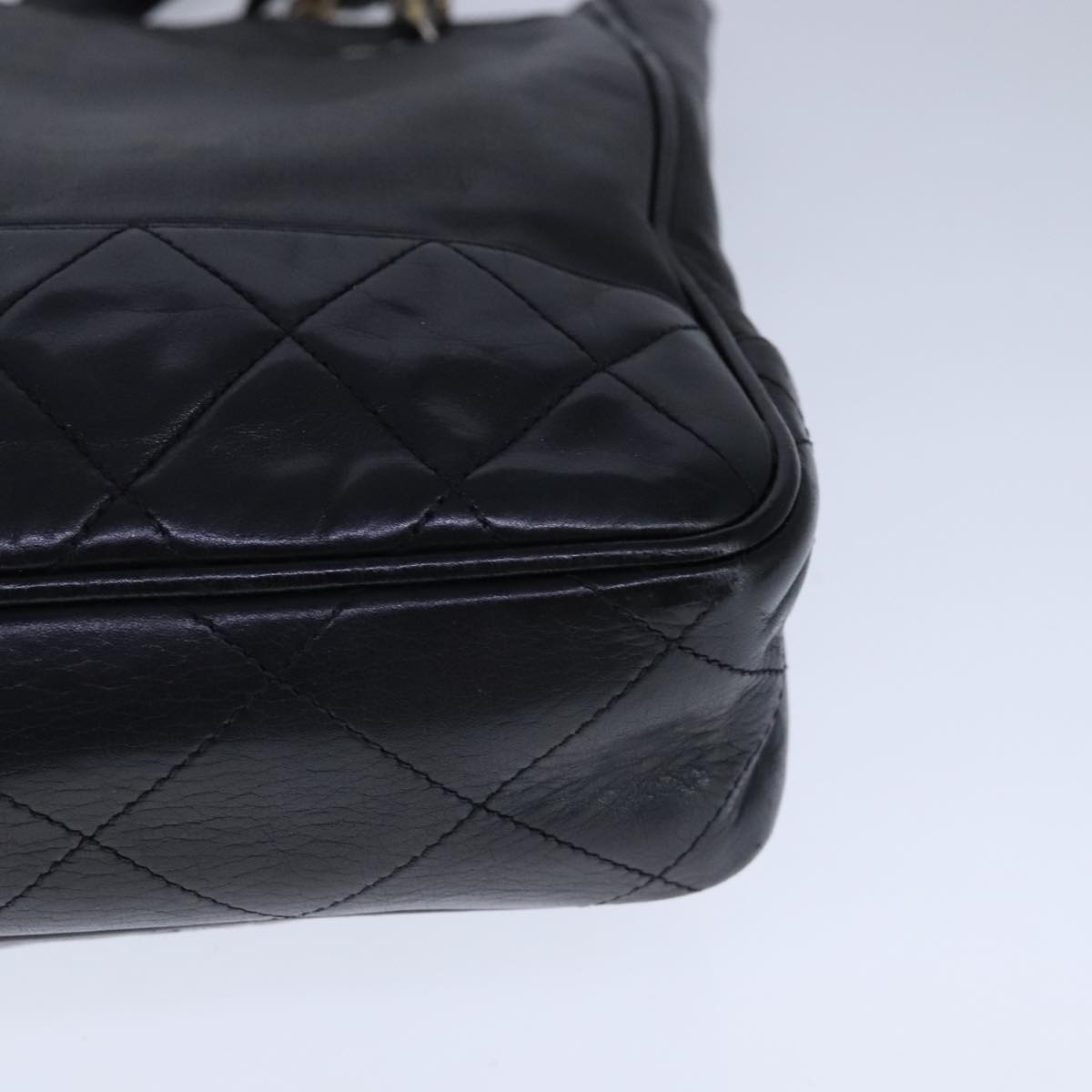 CHANEL Chain Tote Bag PVC Leather Black Gold CC bs21543