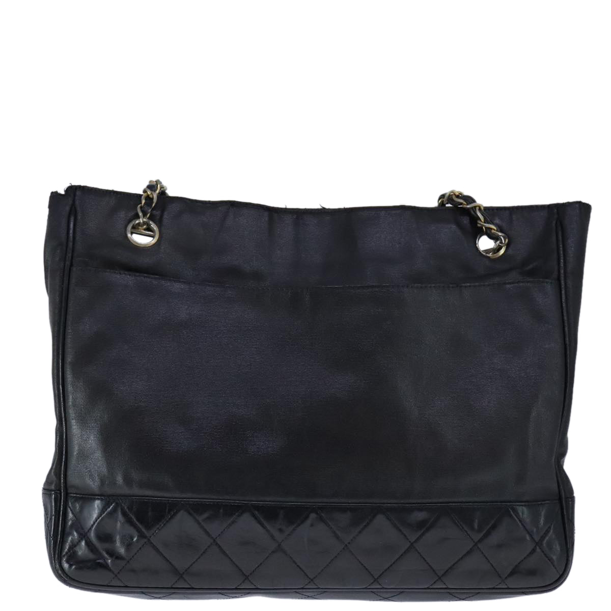 CHANEL Chain Tote Bag PVC Leather Black Gold CC bs21543