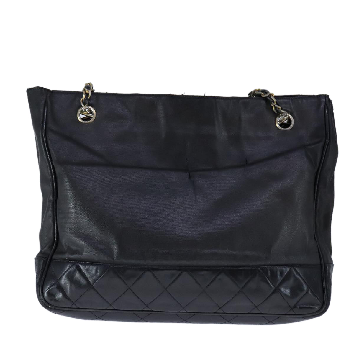 CHANEL Chain Tote Bag PVC Leather Black Gold CC bs21543