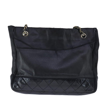 CHANEL Chain Tote Bag PVC Leather Black Gold CC bs21543