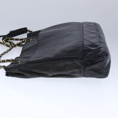 CHANEL Chain Tote Bag PVC Leather Black Gold CC bs21543