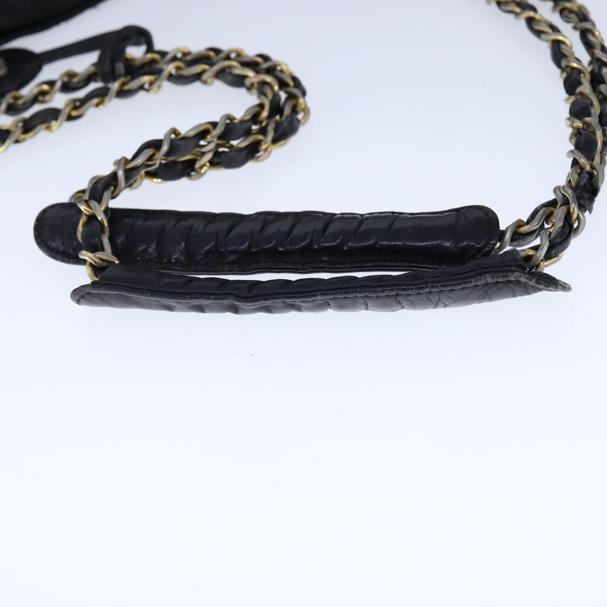 CHANEL Chain Tote Bag PVC Leather Black Gold CC bs21543