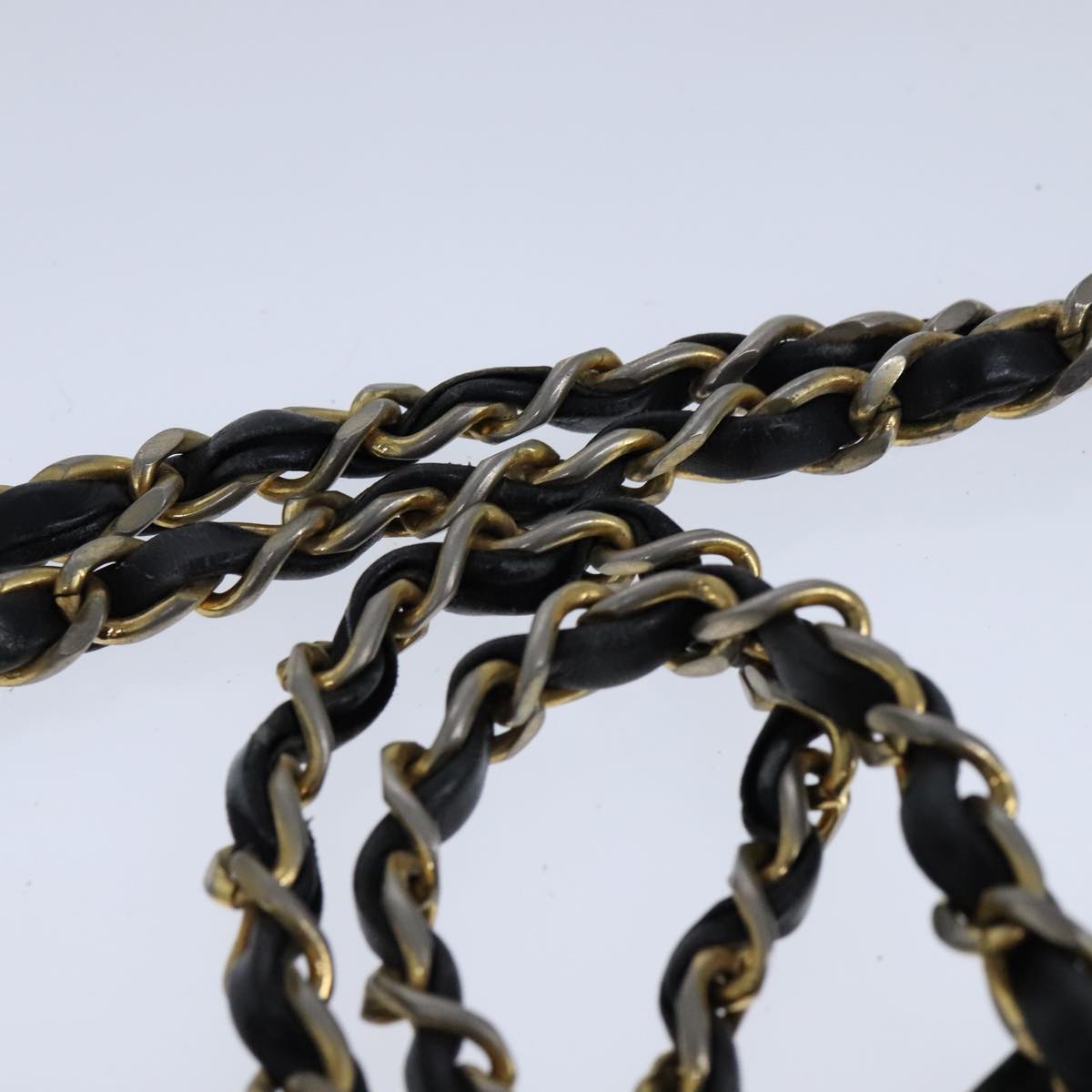 CHANEL Chain Tote Bag PVC Leather Black Gold CC bs21543